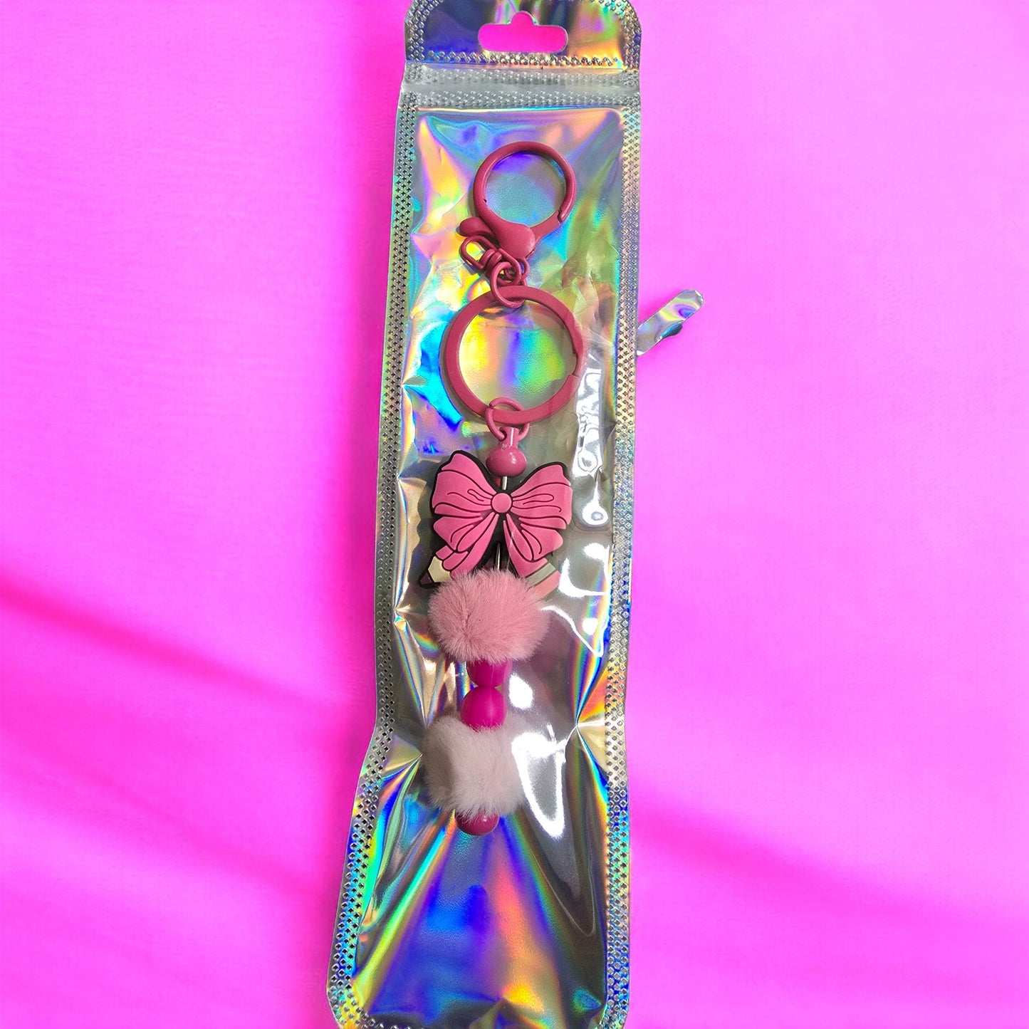 pink bow keyring