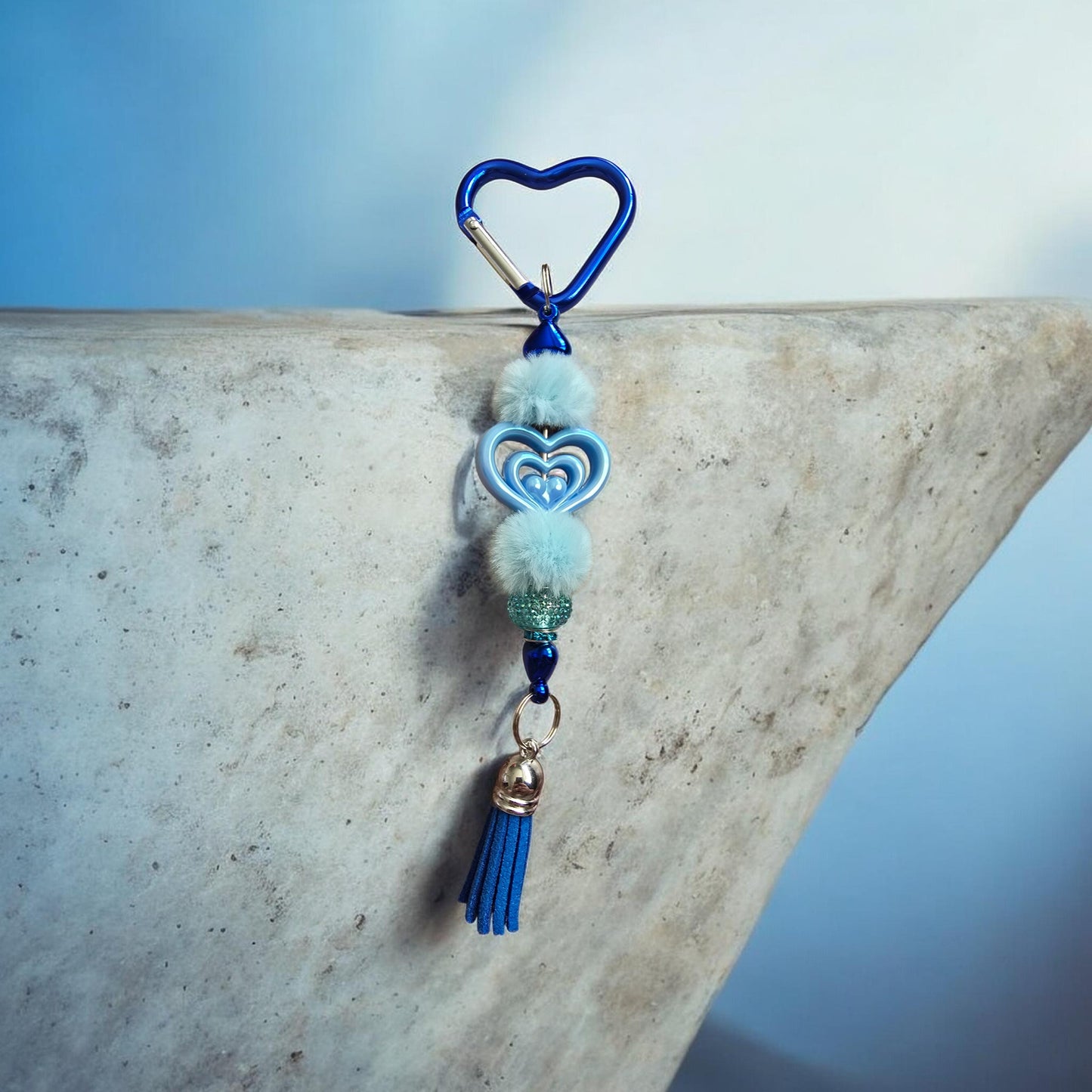 blue heart bag charm
