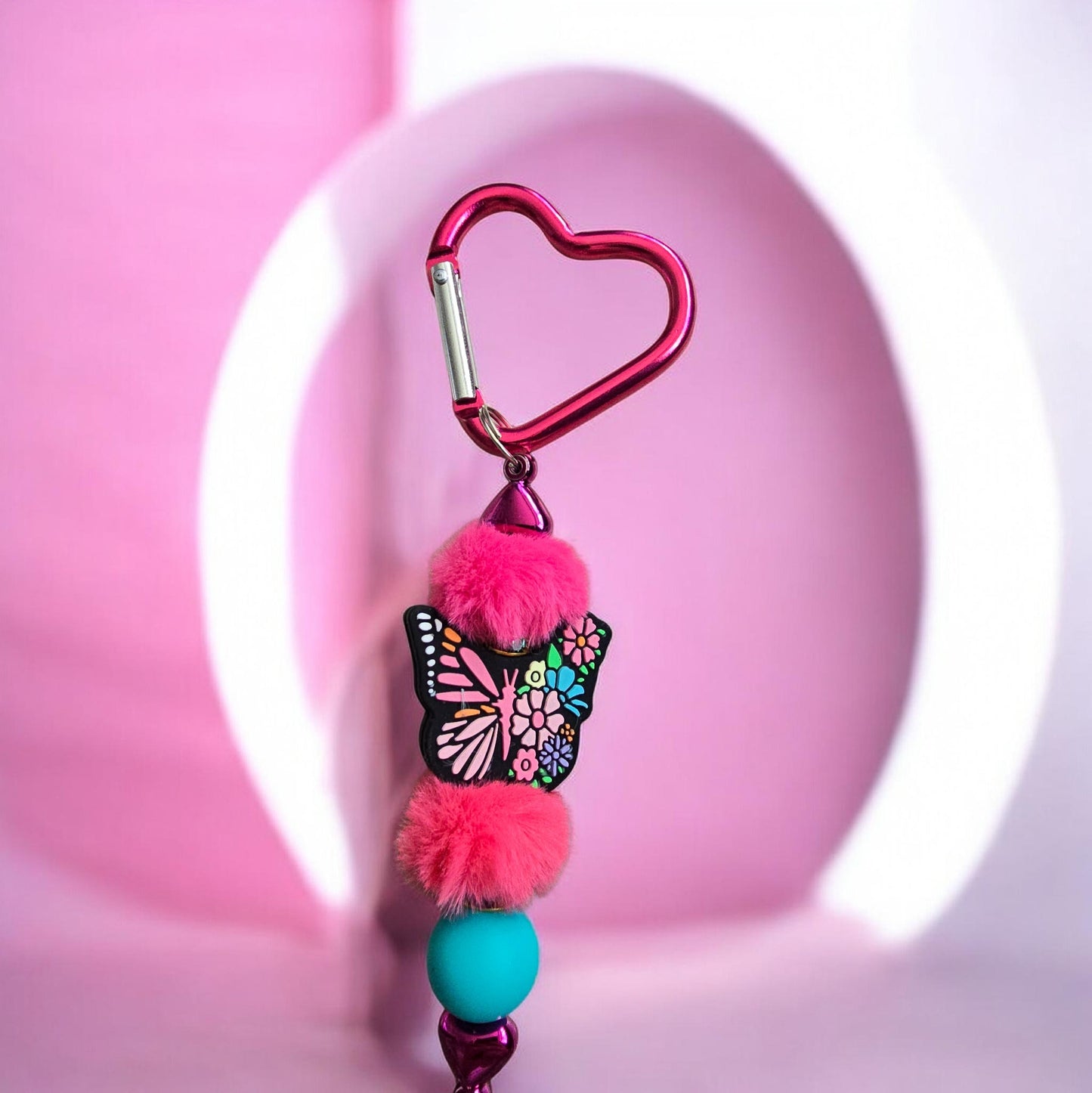 pink butterfly bag charm