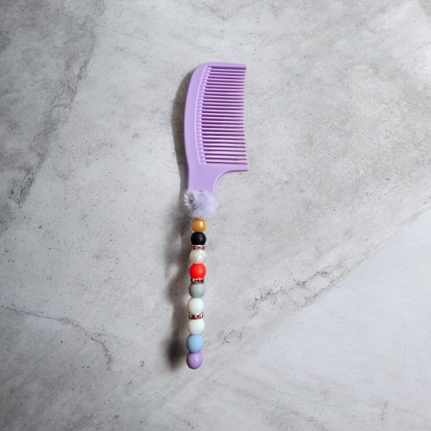 Lilac beaded hair comb
