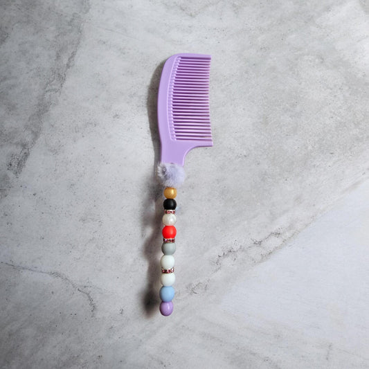 Lilac beaded hair comb
