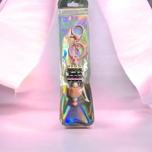 peach coloured teacher keyring